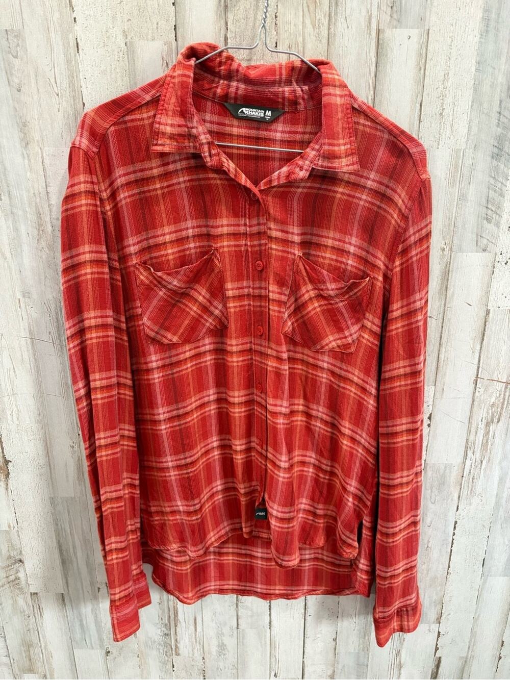 Mountain Khakis Roxborough Plaid Flannel Button Down Shirt Women’s Medium Orange